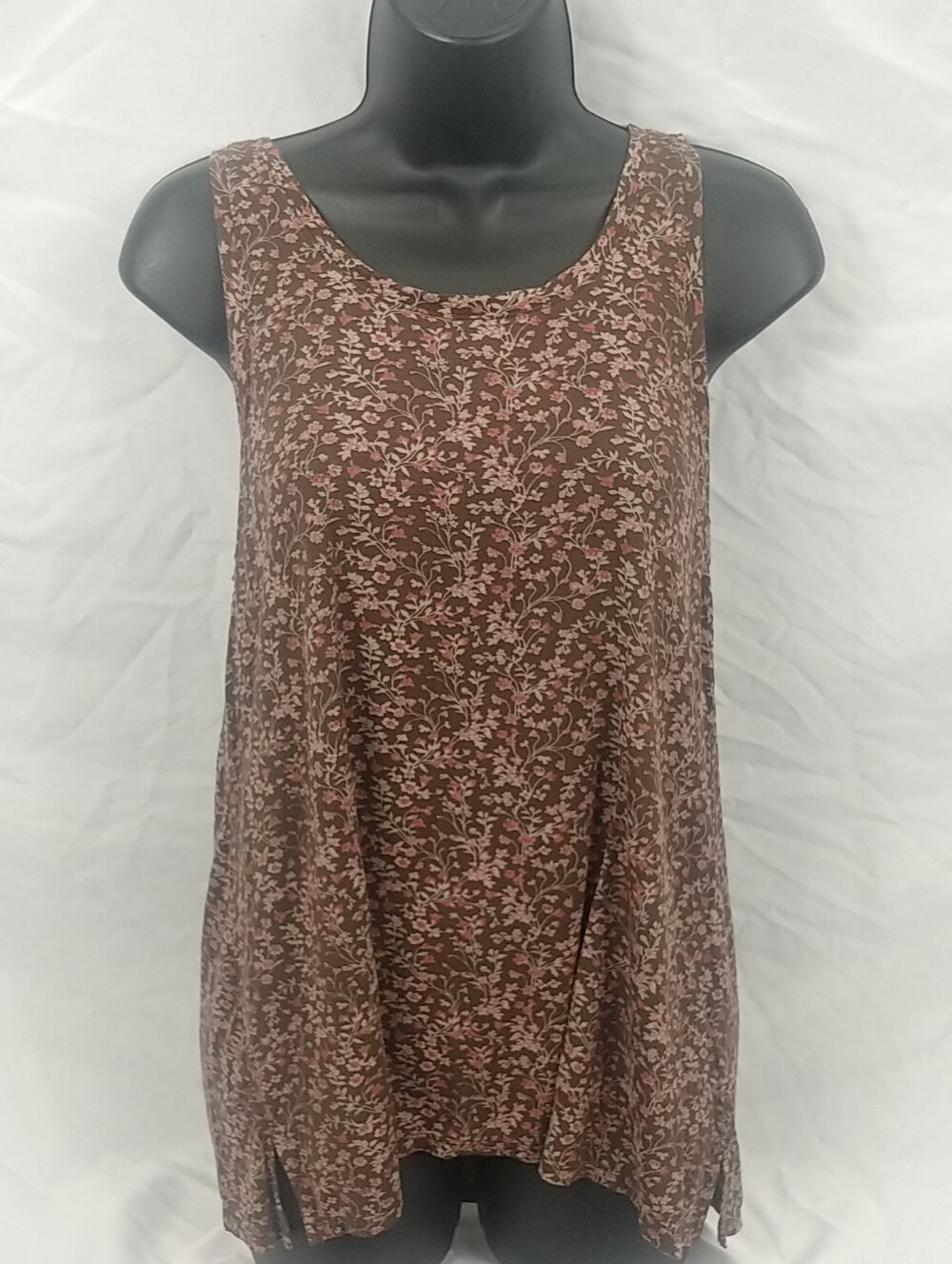 American Eagle Floral Tank Women M Brown Pink Alined Soft And Sexy Fairy BoHo
